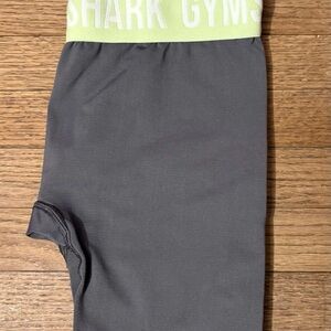 Gymshark Charcoal Leggings with Lime Waistband